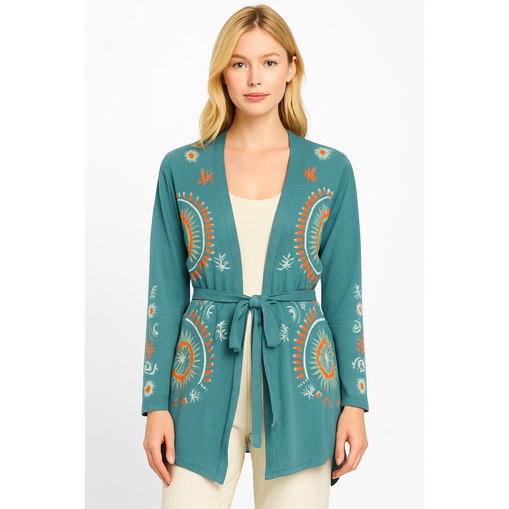 Boho Embroidered Open Front Duster Cardigan – Tribal Festival Vibes